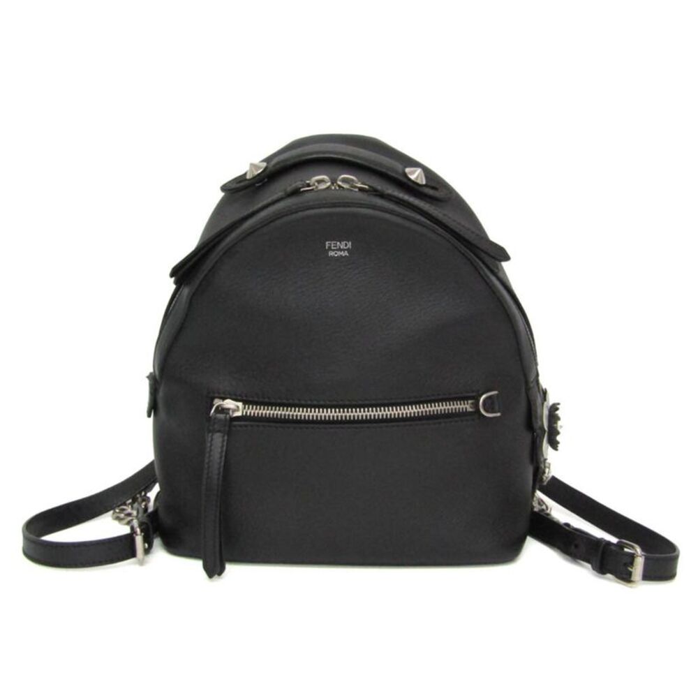 Fendi By The Way Leather With Crystals Black Leather Backpack Bag